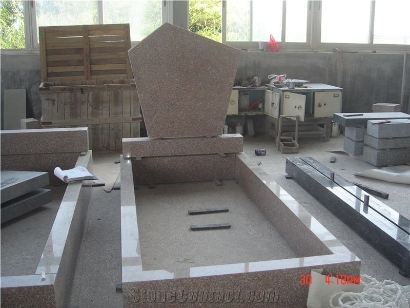 Seashell Pink Granite Tombstone Monument