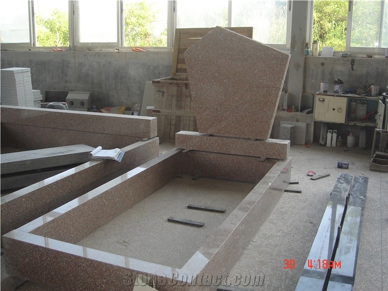 Seashell Pink Granite Tombstone Monument
