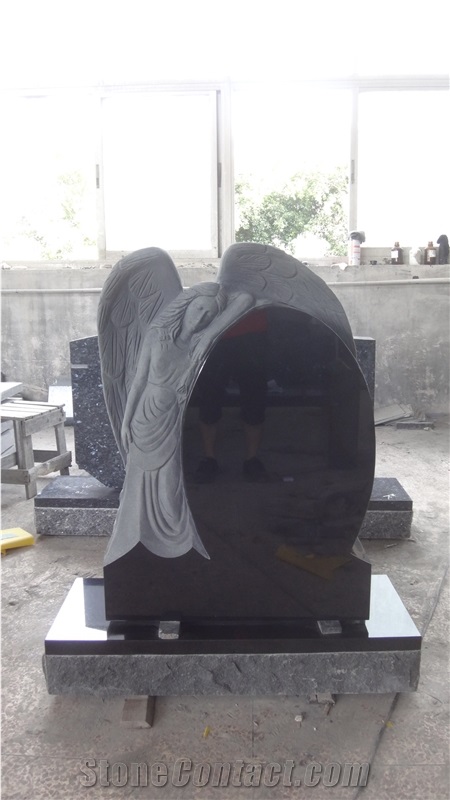 Shanxi Black Monument with Anngel Carving
