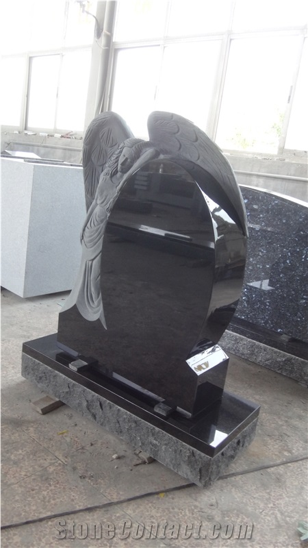 Shanxi Black Monument with Anngel Carving