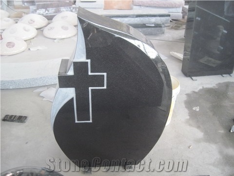 Shanxi Jet Black Custom Monument with Cross