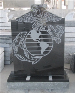 Shanxi Jet Black Monument with Sandblast Design