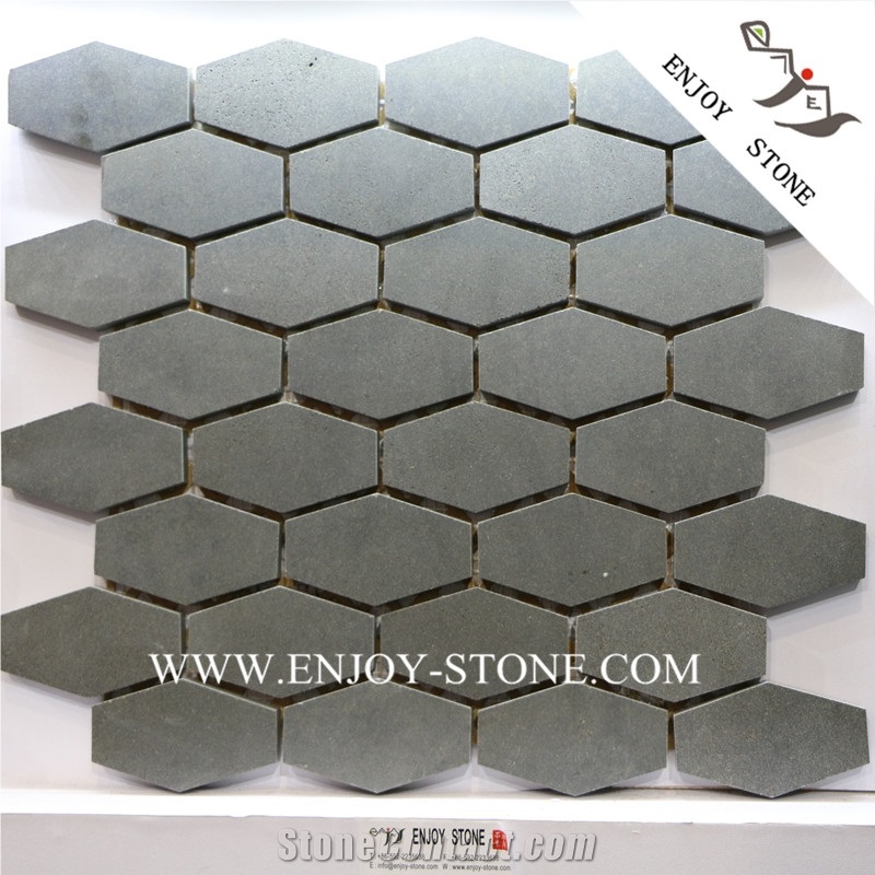 China Grey Basalt Long Hexagon Mosaic/Wall Mosaic