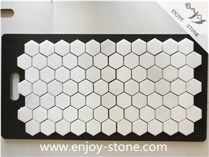 Hexagon Pattern White Marble Mosaic