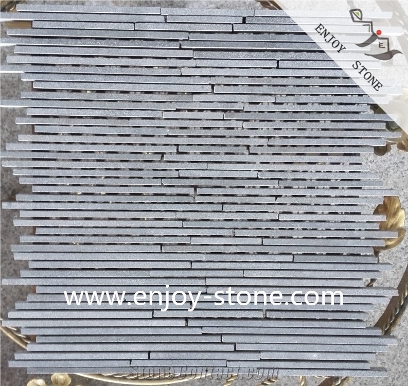 Linear Strips Basalt Mosaic