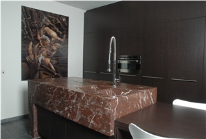 Rouge Griotte Belge Kitchen Countertop, Sink