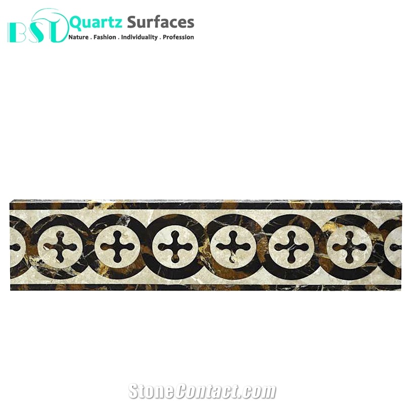 Flower Pattern Marble Inlay Border for Flooring