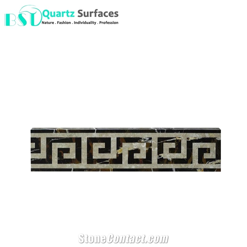 Flower Pattern Marble Inlay Border for Flooring