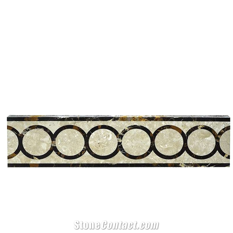 Flower Pattern Marble Inlay Border for Flooring