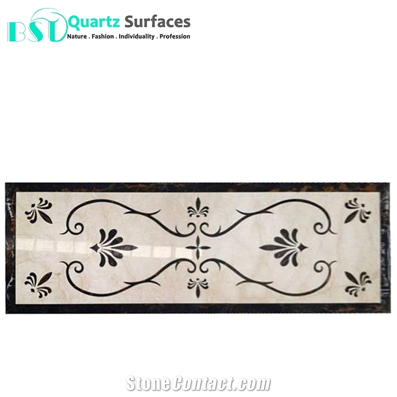 Flower Pattern Marble Inlay Border for Flooring