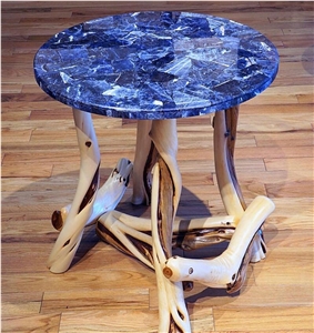 Blue Semi Precious Stones Table Top Side Table