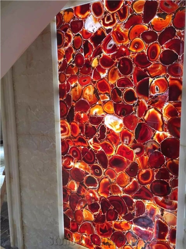 Red Agate Slab,Red Natural Agate Semiprecious Stone
