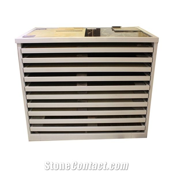 Metal Stone Tiles Drawer Sliding Display Cabinet