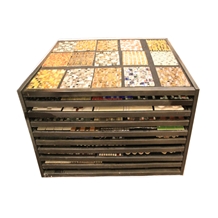 Metal Stone Tiles Drawer Sliding Display Cabinet
