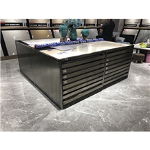 Metal Stone Tiles Drawer Sliding Display Cabinet