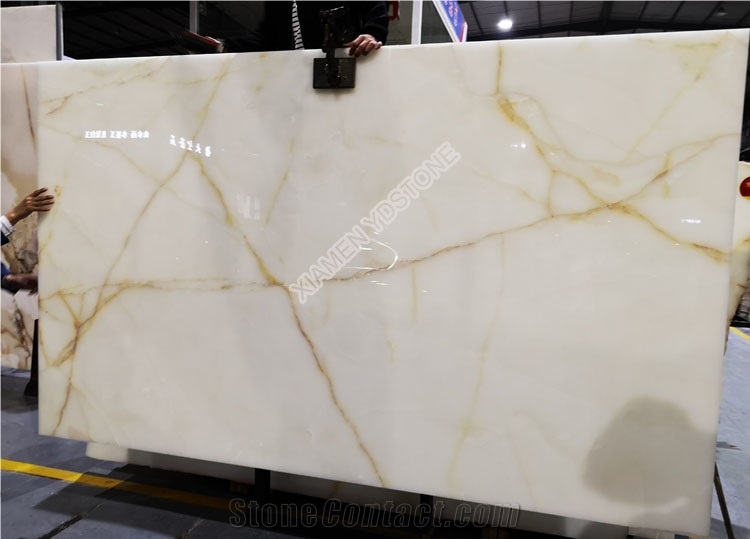 Golden Vein Iran White Onyx Slab