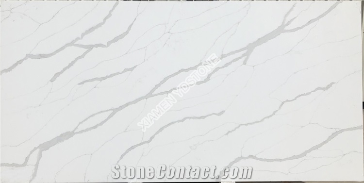 White Classique Calacatta Quartz Slabs
