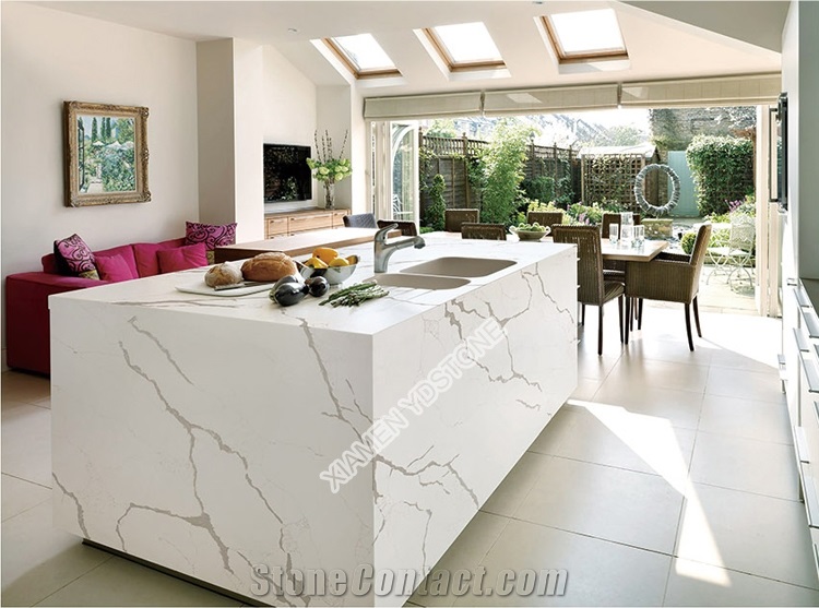 White Classique Calacatta Quartz Slabs