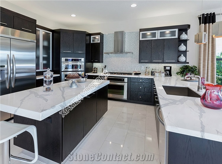 White Classique Calacatta Quartz Slabs