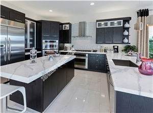 White Classique Calacatta Quartz Slabs
