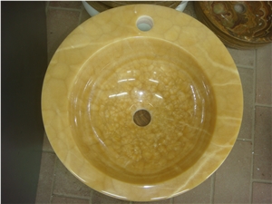 Honey Onyx Round Washing Basin, Onyx Vessel Sinks