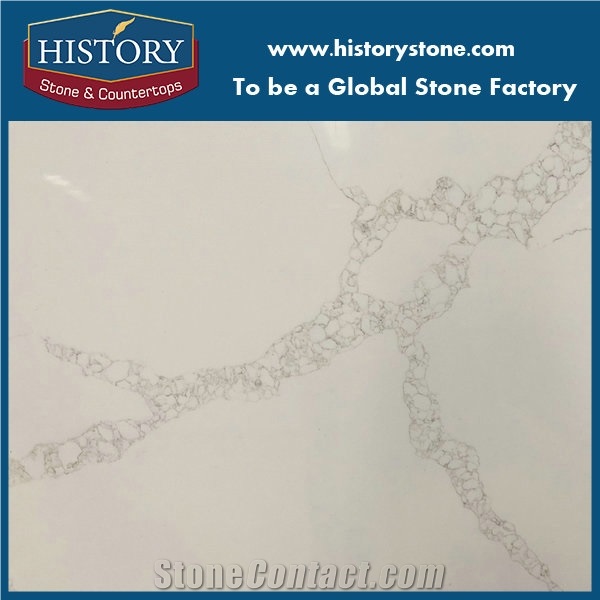 Calacatta White Glass Quartz Stone Surface