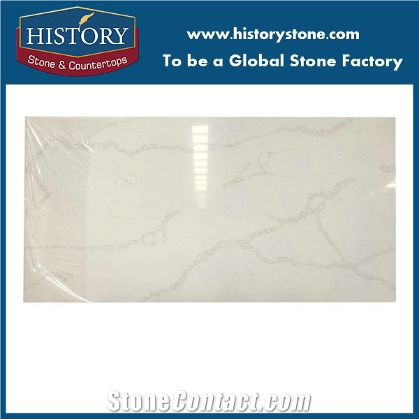Calacatta White Glass Quartz Stone Surface