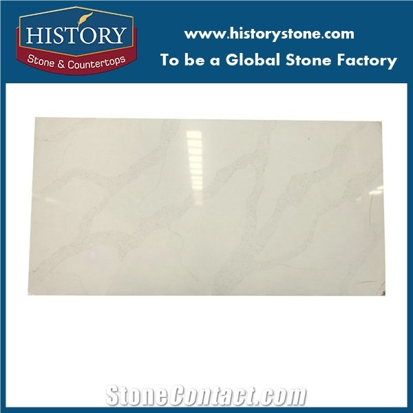 Calacatta White Glass Quartz Stone Surface