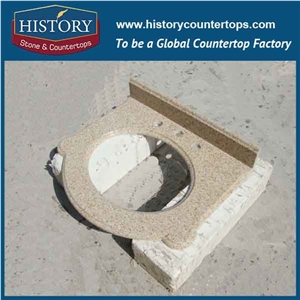 Golden Yellow Granite L Shape Bathroom Vanity Tops