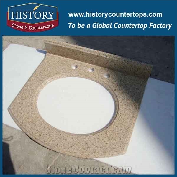 Golden Yellow Granite L Shape Bathroom Vanity Tops