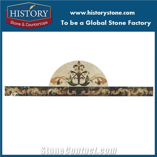 Hotel Lobby Waterjet Marble Flooring Border Design