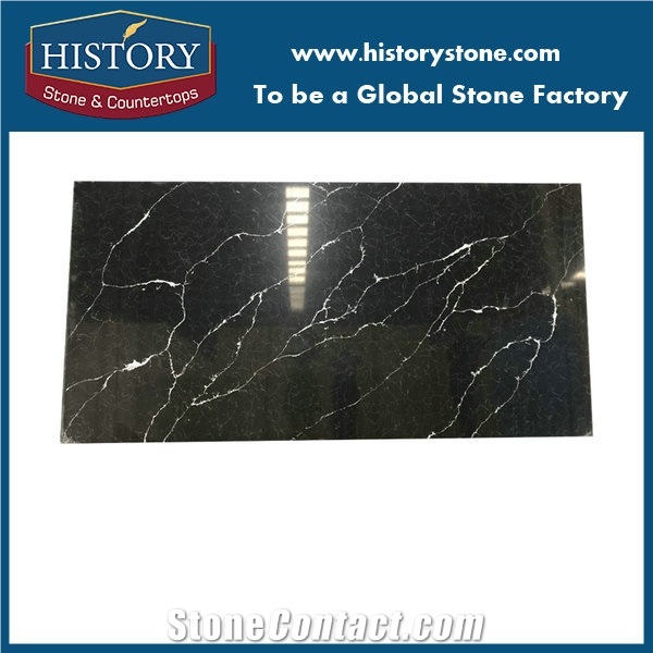 New Material Calacatta Black Glass Quartz