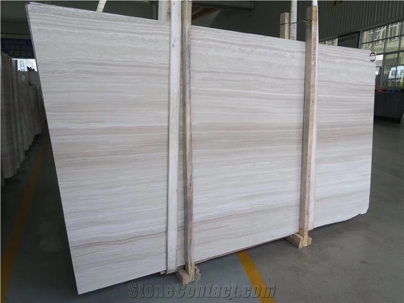 Chinese Serpeggiante White Wood Grain Marble Slabs