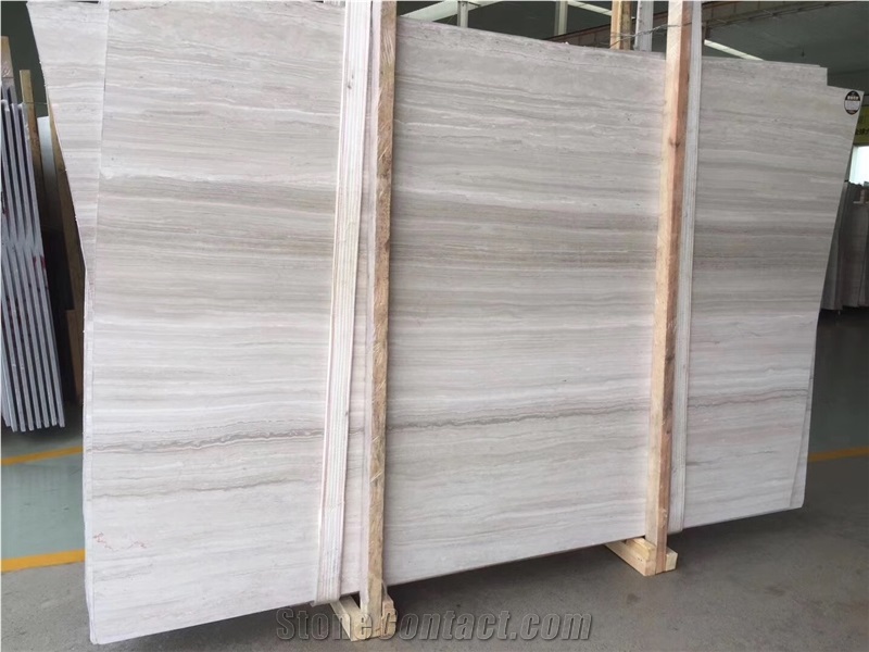 Chinese Serpeggiante White Wood Grain Marble Slabs
