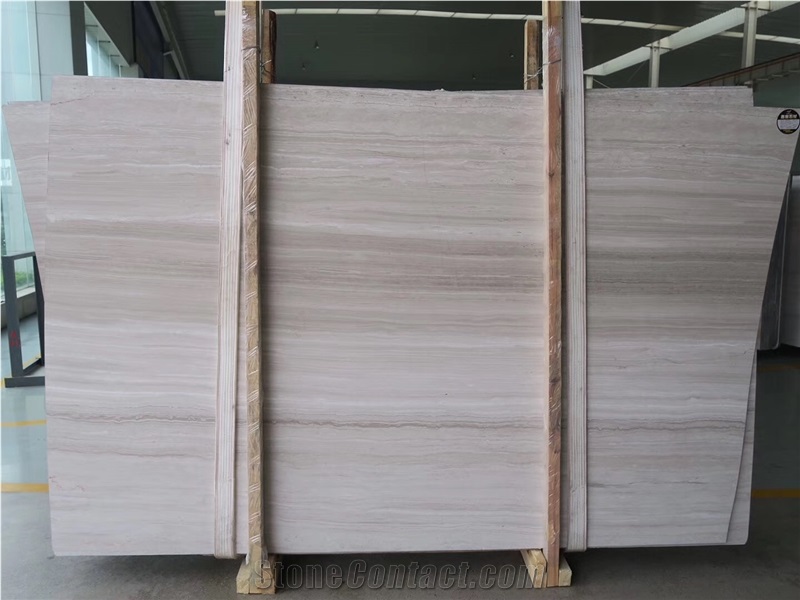 Chinese Serpeggiante White Wood Grain Marble Slabs