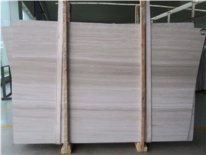 Chinese Serpeggiante White Wood Grain Marble Slabs