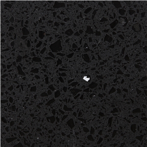China Artificial Black Galaxy Engineered Quartz Stone Slabs & Tiles