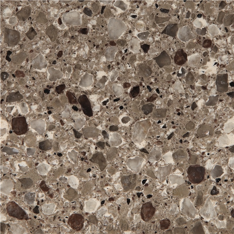 China Artificial Brown Crystal Engineered Quartz Stone Slabs & Tiles