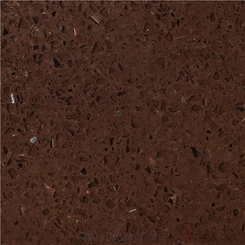 China Artificial Brown Galaxy Engineered Quartz Stone Slabs & Tiles