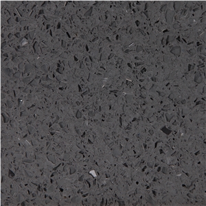 China Artificial Dark Grey Galaxy Engineered Quartz Stone Slabs, Tiles