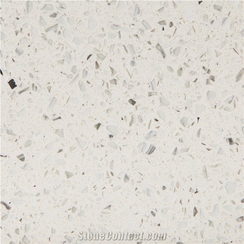 China Artificial White Galaxy Engineered Quartz Stone Slabs & Tiles