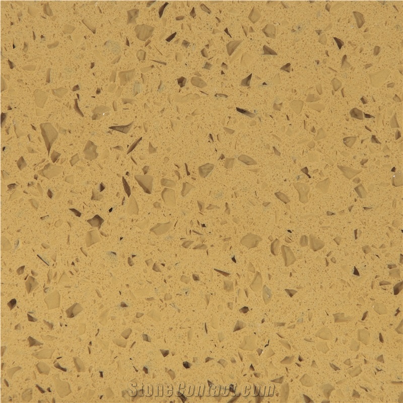 China Artificial Yellow Galaxy Engineered Quartz Stone Slabs & Tiles