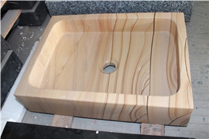 Yello Teak Wood Bathroom Vessel Basins for Topmount Countertops