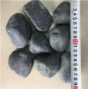 High Polished Black Flat River Pebble Stone