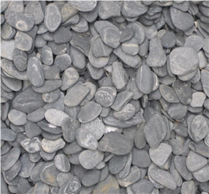 High Polished Black Flat River Pebble Stone
