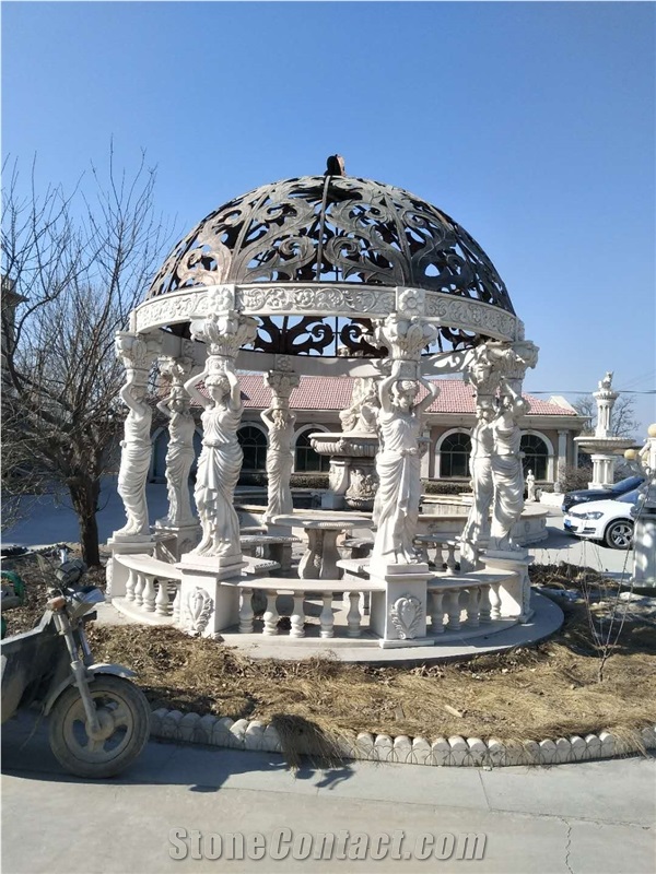 Natural Marble Hand Carved Gazebo Garden Decoration