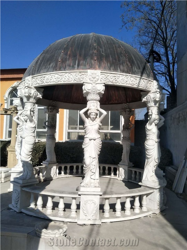 Natural Marble Hand Carved Gazebo Garden Decoration