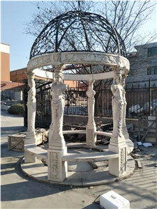 Natural Marble Hand Carved Gazebo Garden Decoration