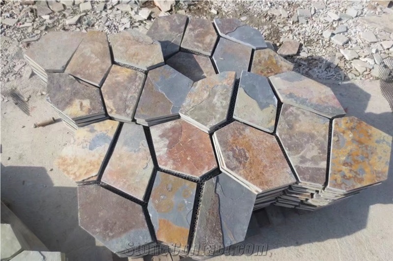 Yellow Rusty Slate Cheap Flagstone Floor Tile