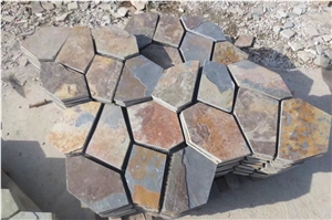 Yellow Rusty Slate Cheap Flagstone Floor Tile